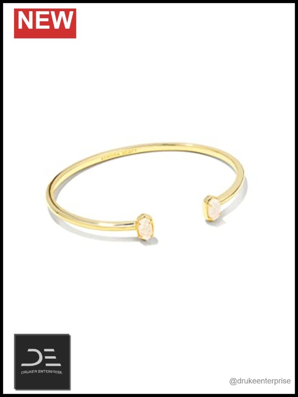 Gold Plated Brass Cuff Bracelet Adjustable Oval Stone Accents